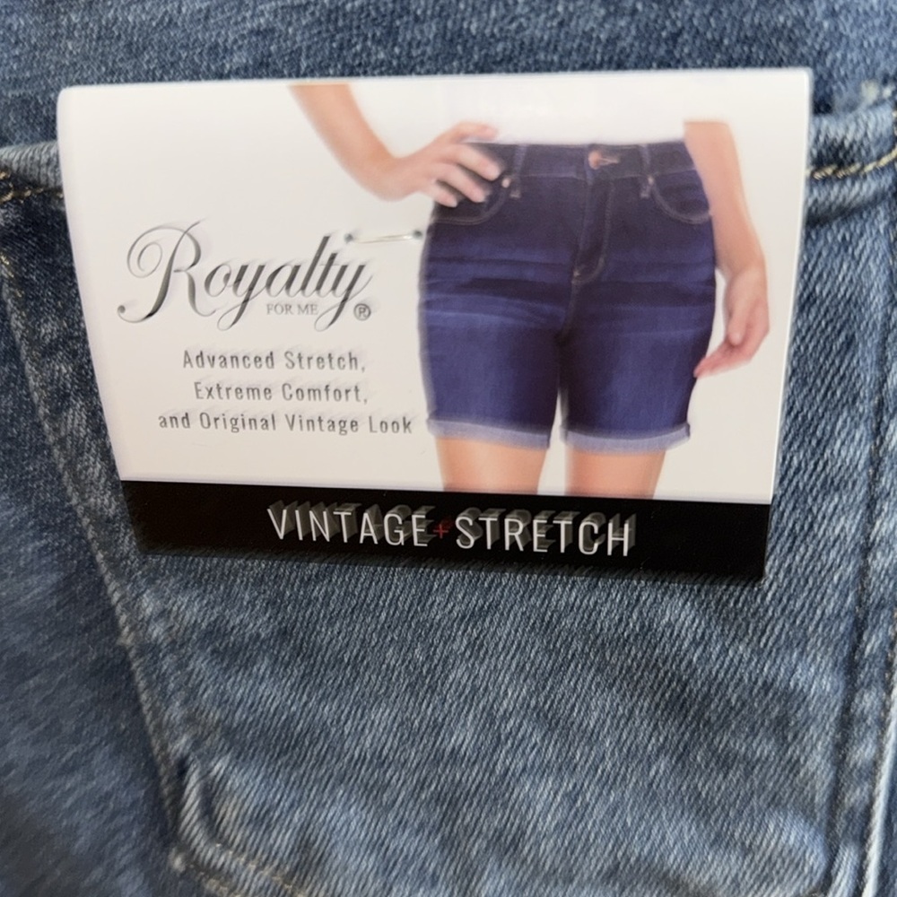 Royalty Blue Vintage Stretch High Rise Denim Shorts Spring 6.5” Inseam Size 10 - Picture 7 of 8